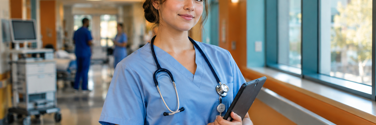 Healthcare Professional in Hospital Corridor