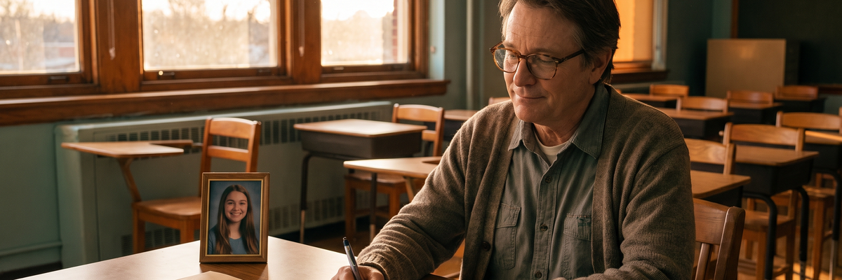 Man Writing in Classroom