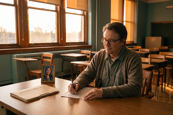 Man Writing in Classroom