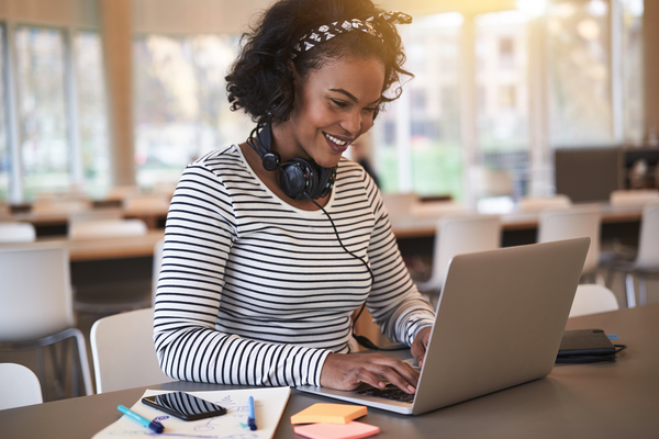 student studying online