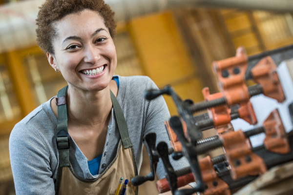 woman learning a trade